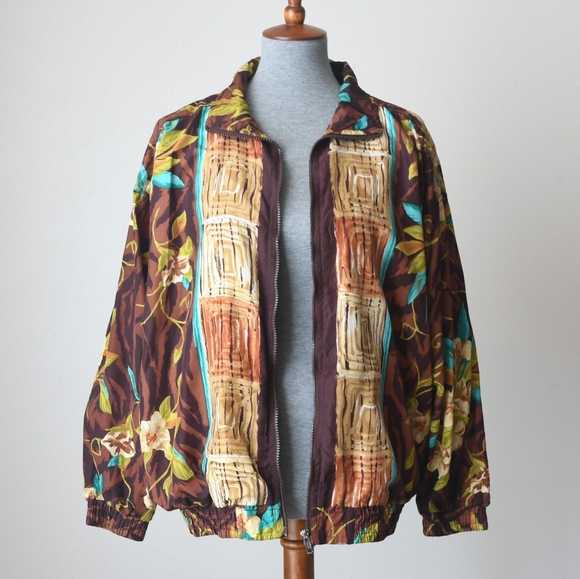 Vintage Floral & Geometric Print Windbreaker - Picture 7 of 7